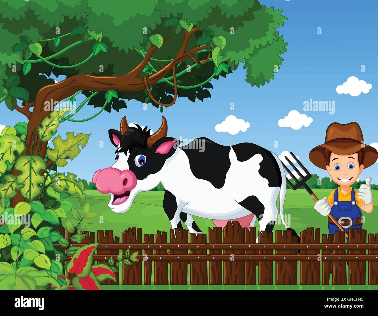 funny farm with cow cartoon and farmer life background Stock Vector Image & Art - Alamy funny farm with cow cartoon and farmer life background Stock Vector Image & Art - Alamy