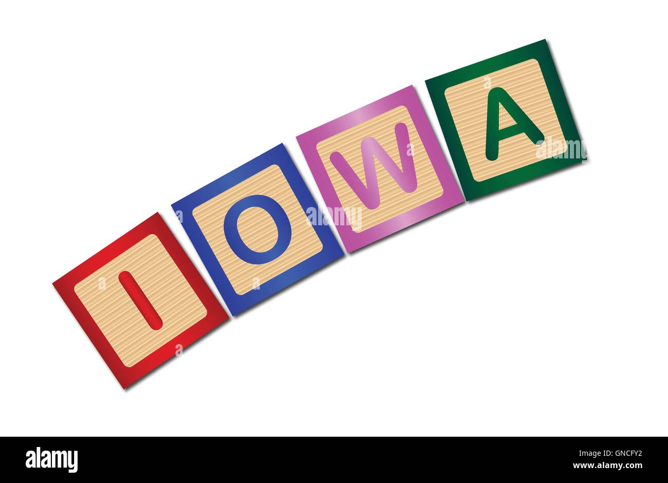 Iowa Wooden Block Letters Stock Vector