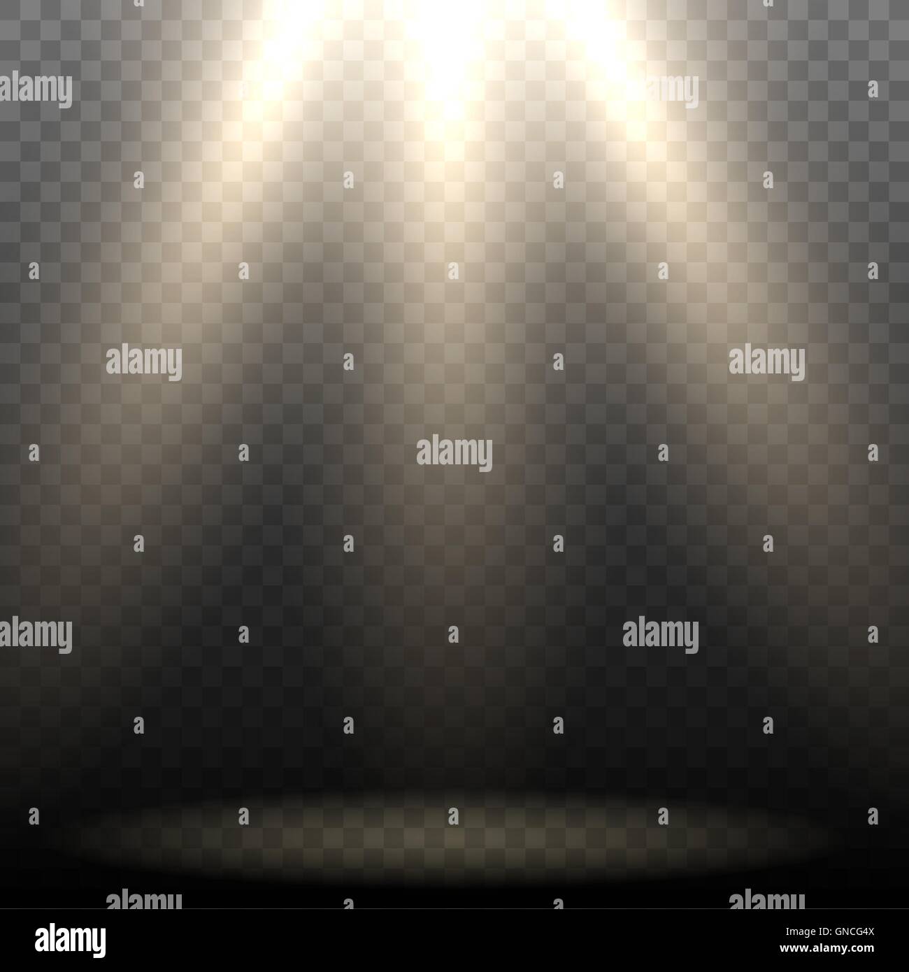 Spotlights scene light effects. Stage light on transparent background. Stock Vector