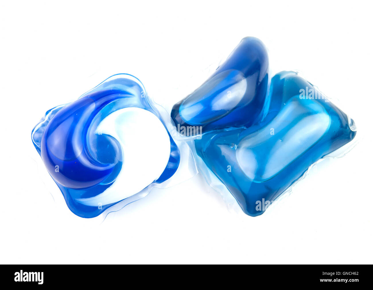 gel capsule with laundry detergent isolated on white Stock Photo