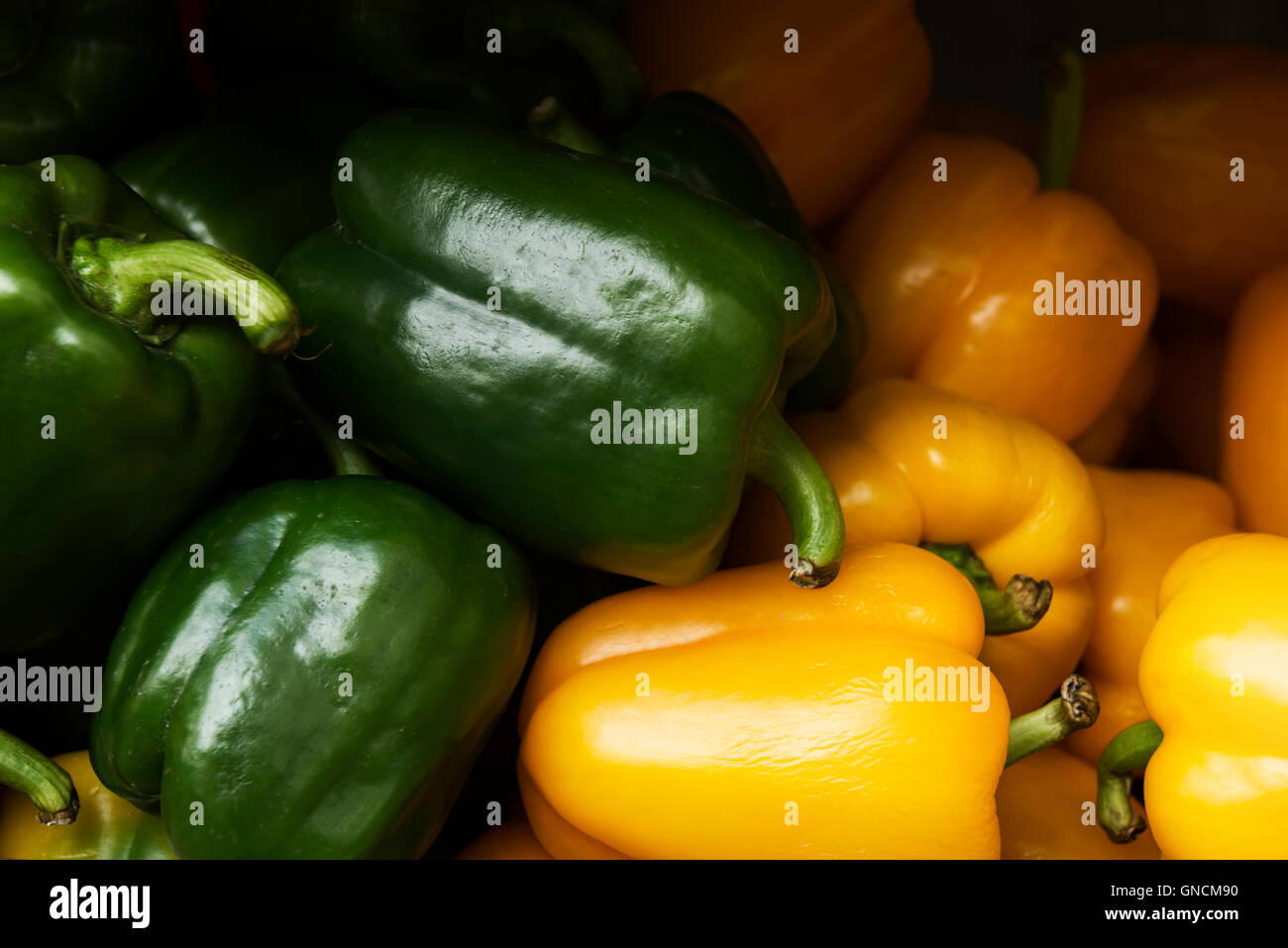 Green and yellow bell peppers Stock Photo Alamy