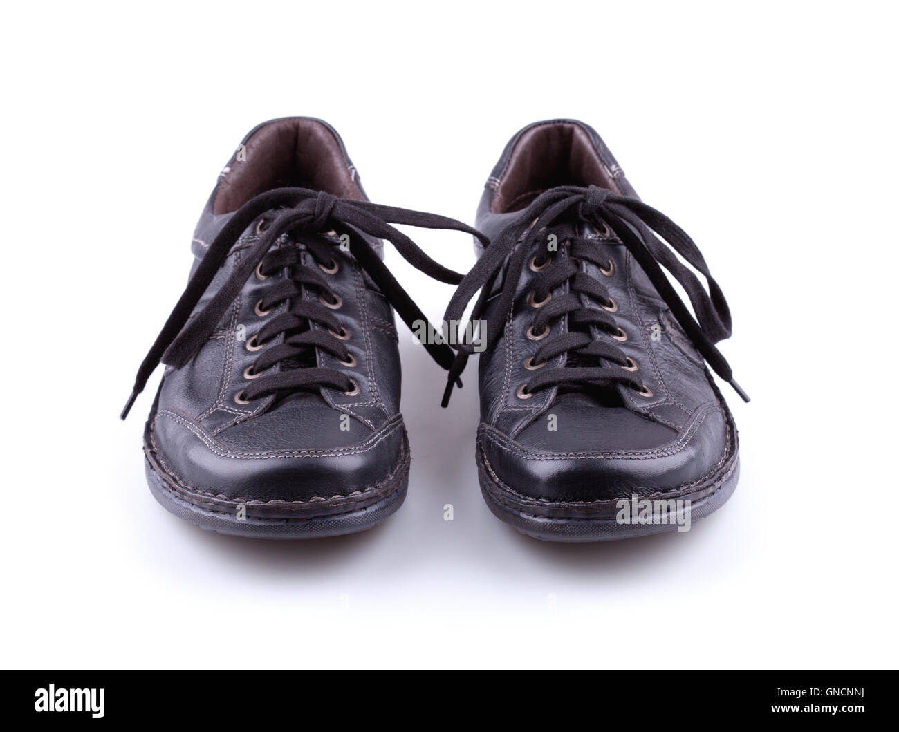 Black leather men's shoes Stock Photo