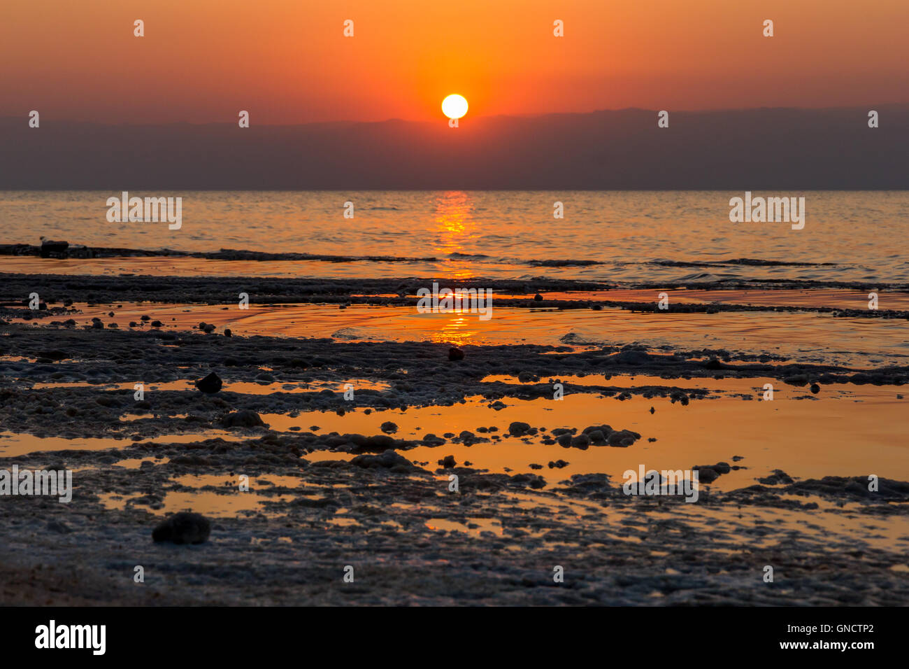 Sunset over the Dead Sea in Jordan Stock Photo - Alamy
