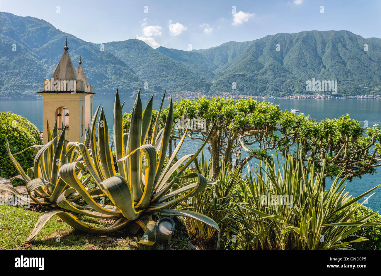 Garden of Villa Balbianello, Lenno at Lake Como, Lombardy, Italy Stock Photo