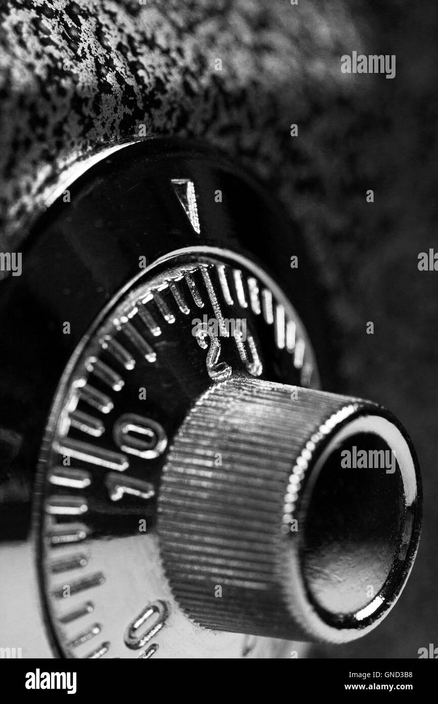 Combination lock. Black and white. Shallow DOF. Safety concept