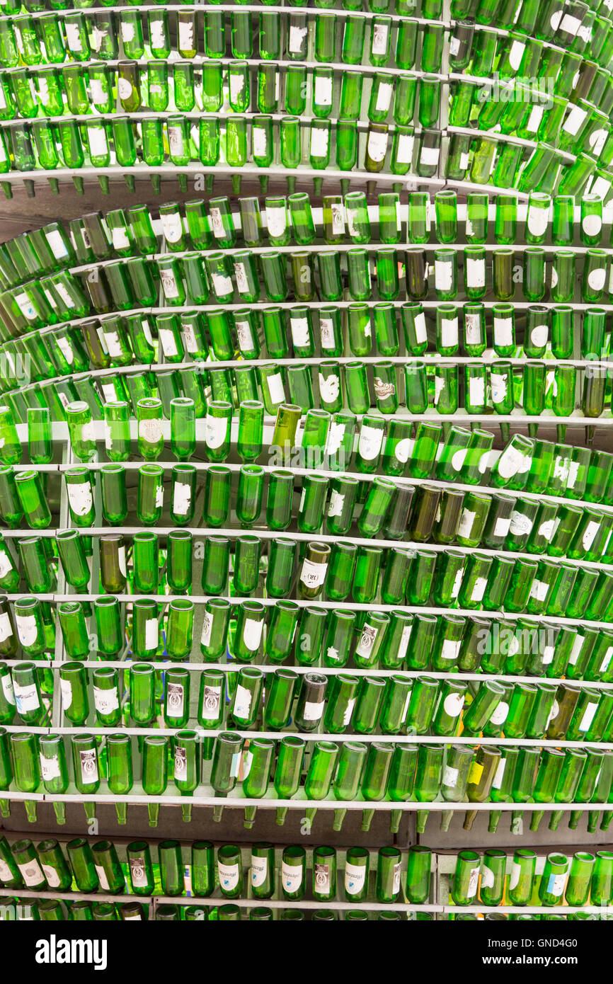 Background with green glass bottles Stock Photo - Alamy