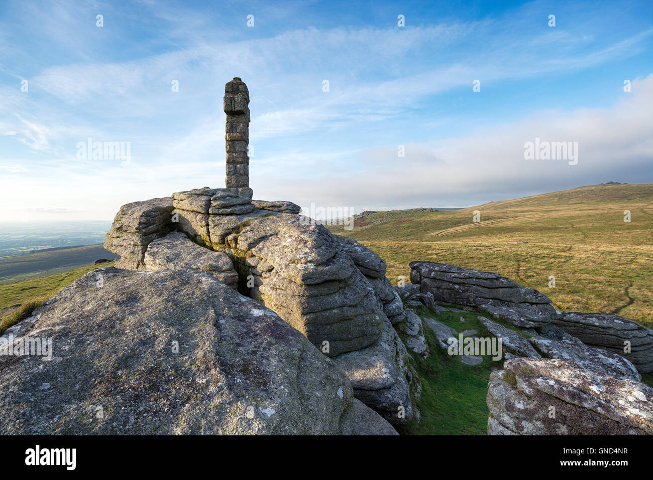 Widgery cross at the top of Brat Tor near Lydford on Dartmoor in Devon Stock Photo