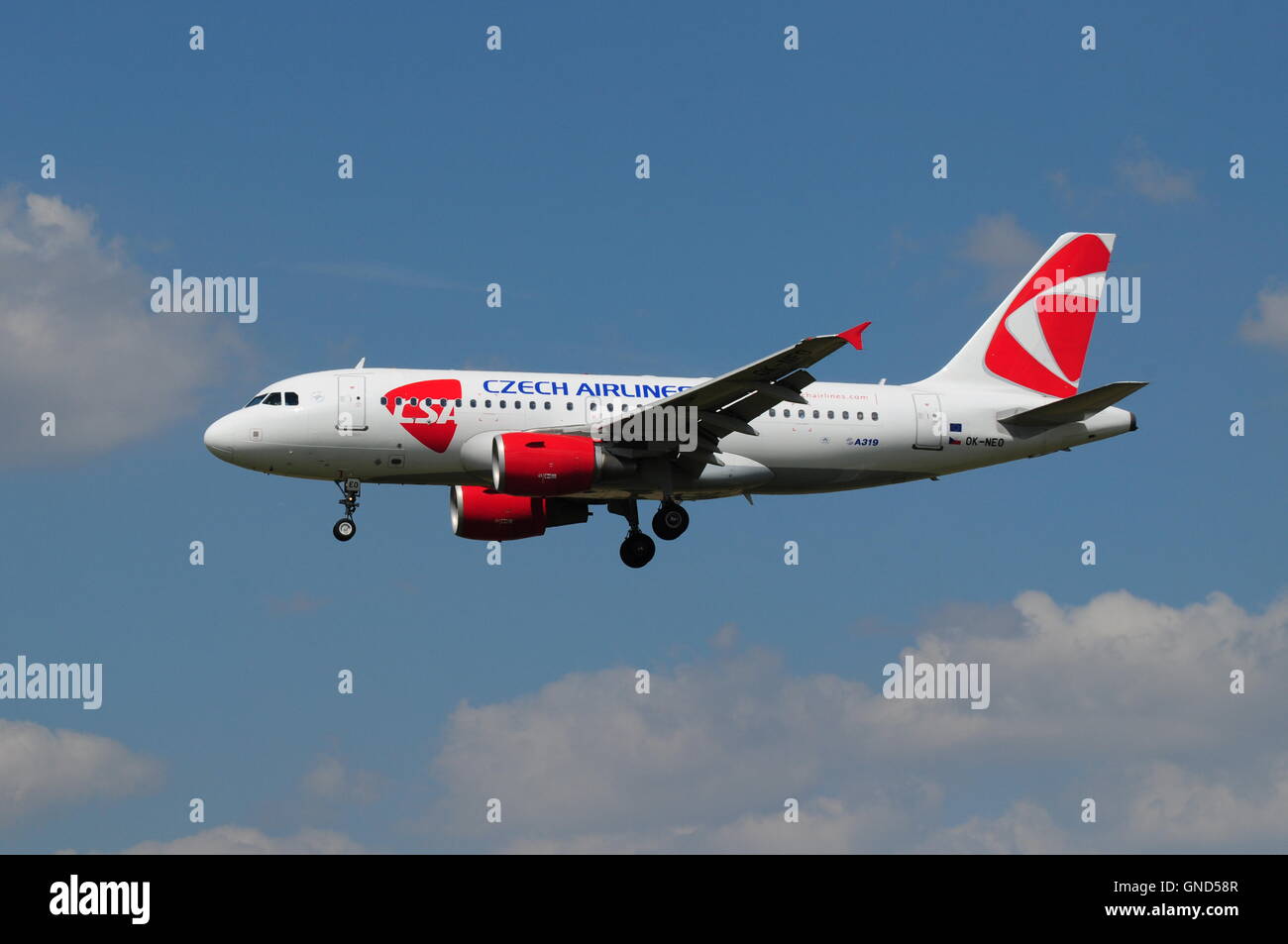 CSA aircraft Airbus A319 OK-NEO in Prague, Czech Airlines Stock Photo