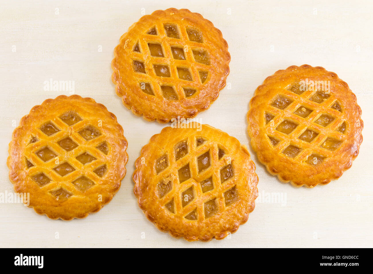 Sweet apple pie round cookies fruit dessert Stock Photo
