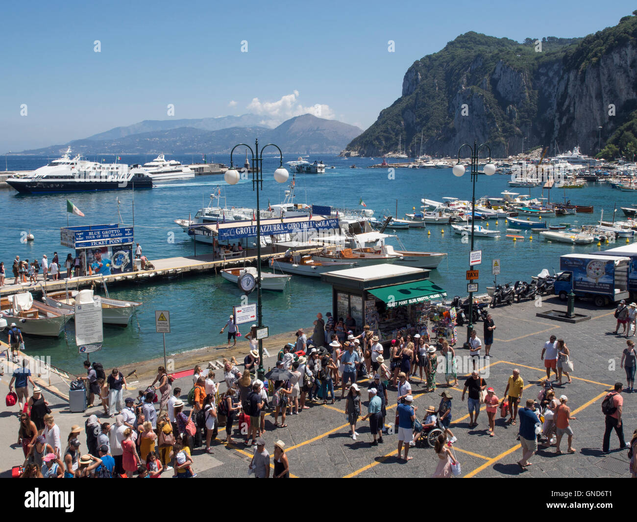 Tourist in Marina Grande at Capri, Italy Stock Photo