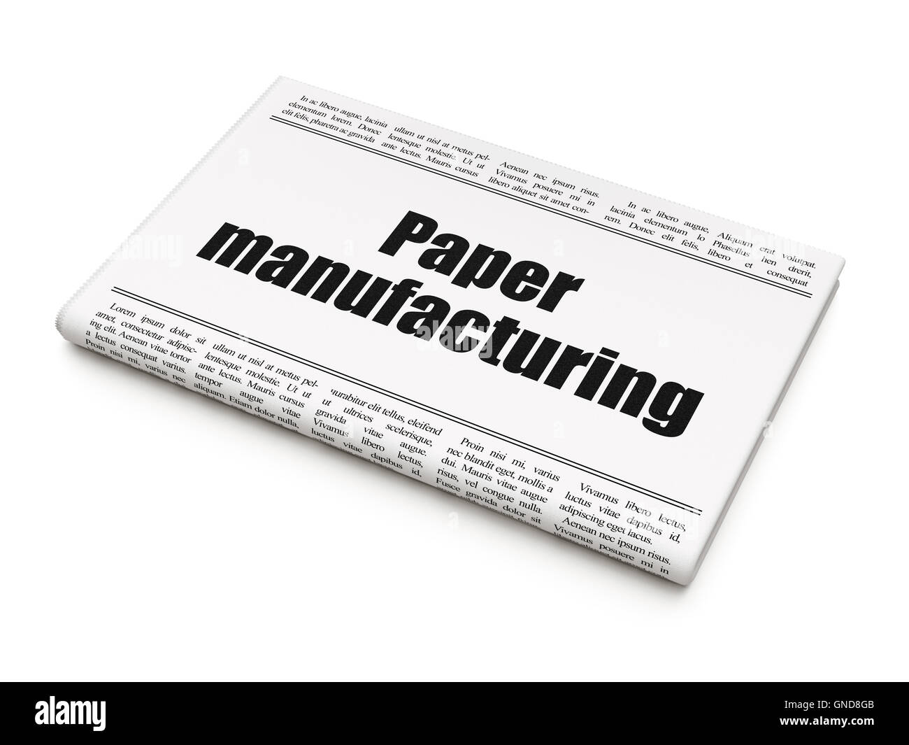 Industry concept newspaper headline Paper Manufacturing Stock Photo