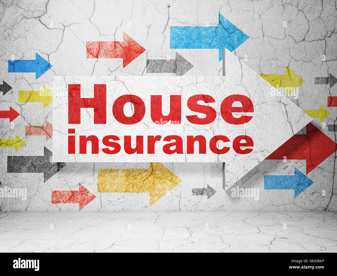 Insurance concept: arrow with House Insurance on grunge wall background ...