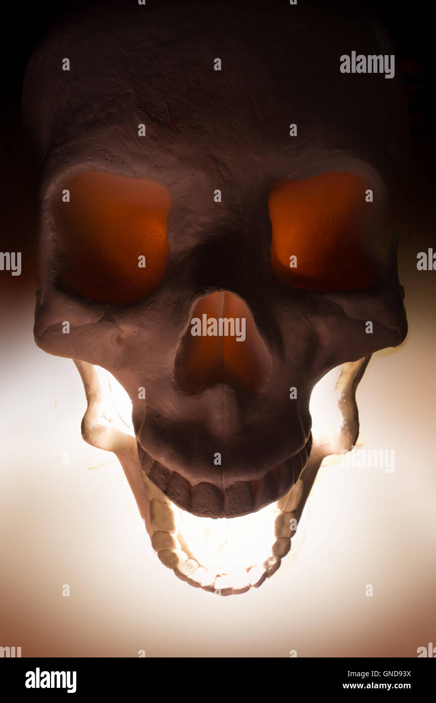 Terrifying angry halloween skull for October holiday background Stock Photo