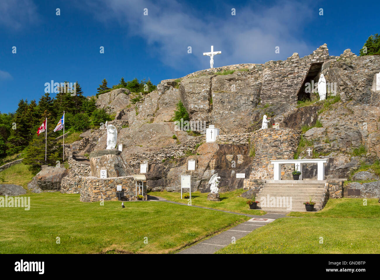 The grotto at the Church of St. Michaels in Faltrock, Newfoundland and Labrador, Canada. Stock Photo