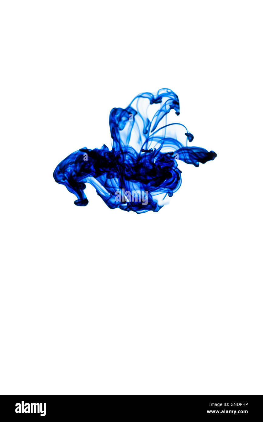 abstract blue ink in water isolated Stock Photo