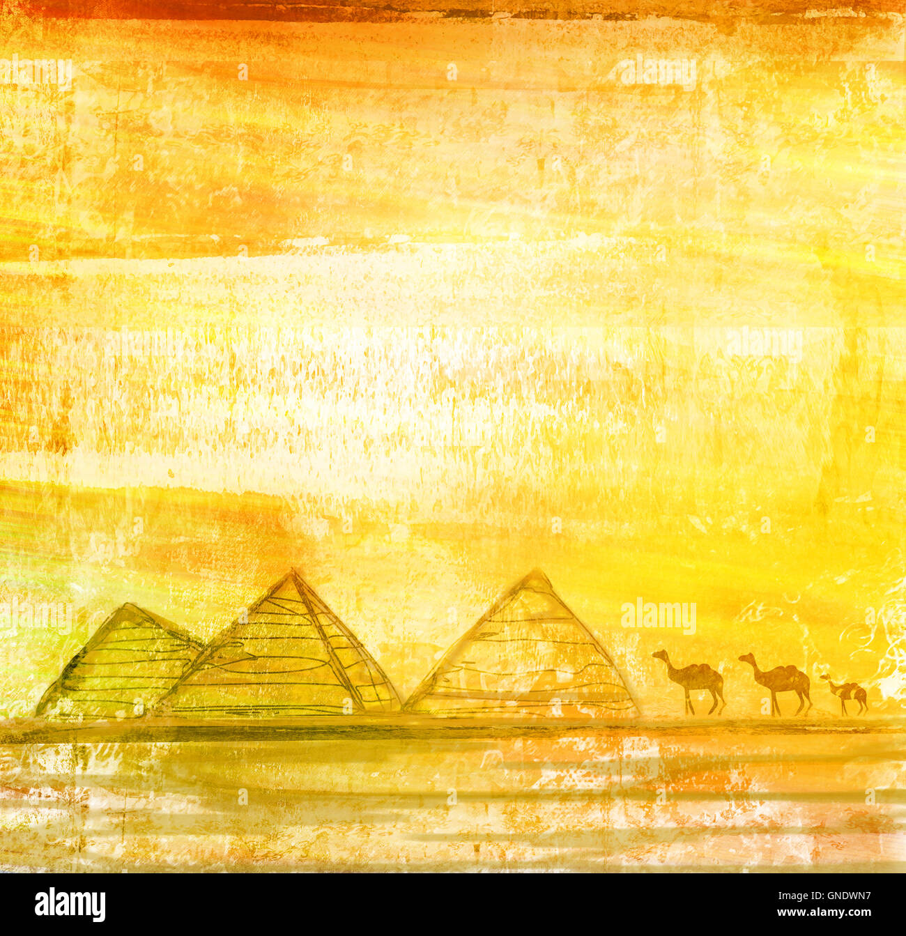 old paper with pyramids giza , raster Stock Photo - Alamy