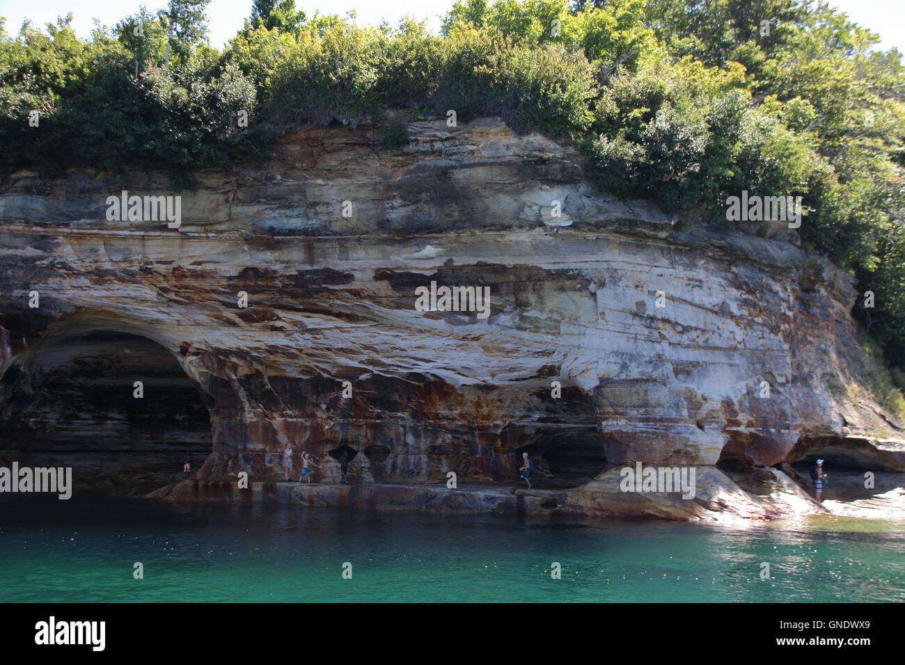 Caves of All Colors at Pictured Rocks National Park, MI, USA Stock Photo