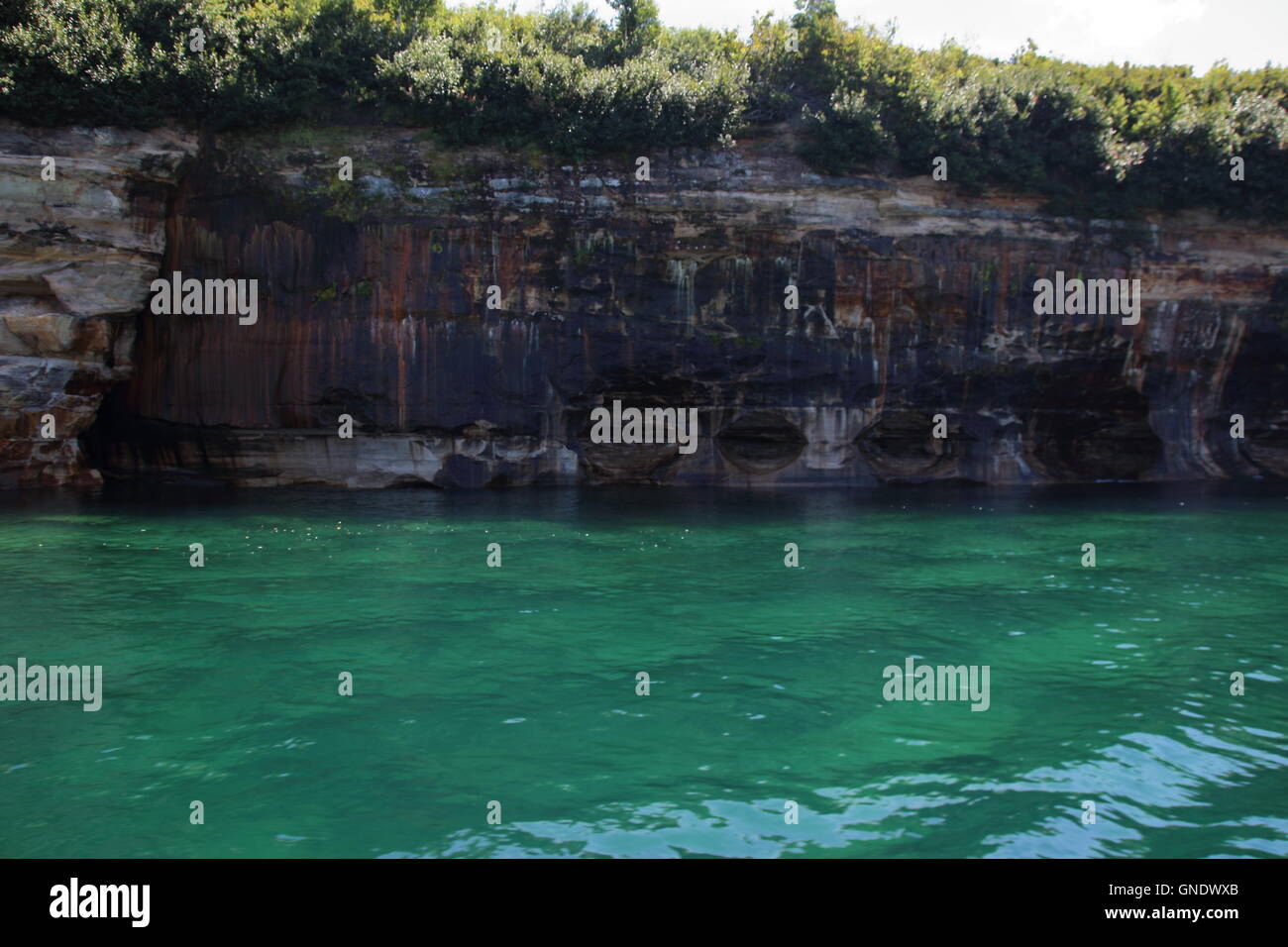 Caves of All Colors at Pictured Rocks National Park, MI, USA Stock Photo