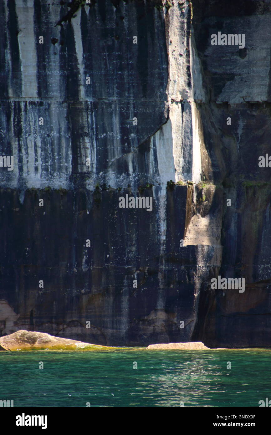 Colored rock formation at Pictured Rocks National Park, MI, USA Stock Photo