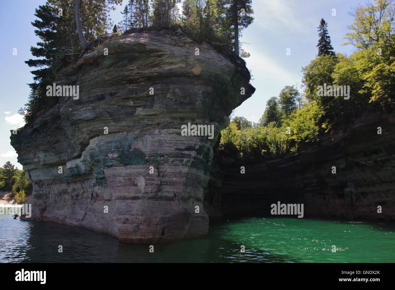 Battleship Rocks at Pictured Rocks National Park, MI, USA Stock Photo