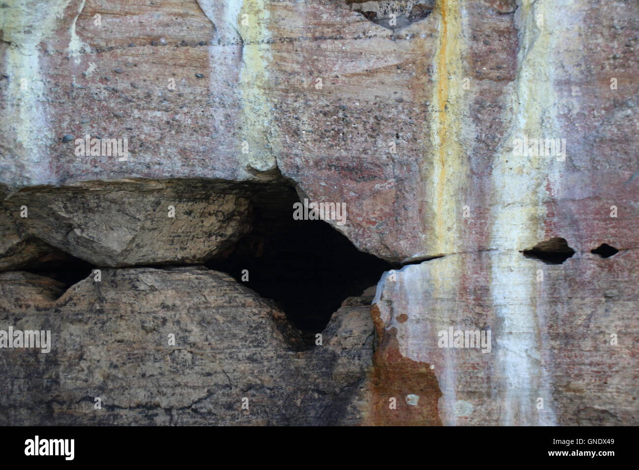 Detail of cliff at Pictured Rocks National Park, MI, USA Stock Photo