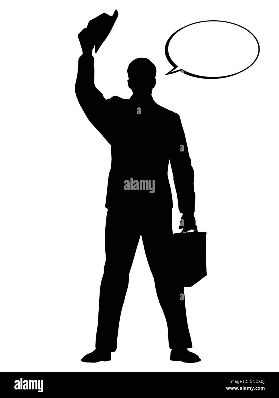 Hello businessman hat gesture black silhouette figure Stock Vector