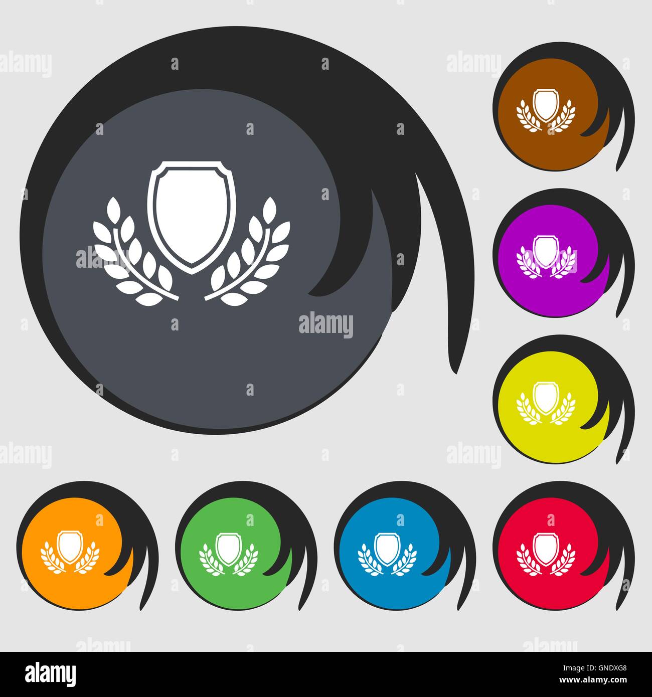 Blank award medal sign icon. Symbols on eight colored buttons. Vector ...