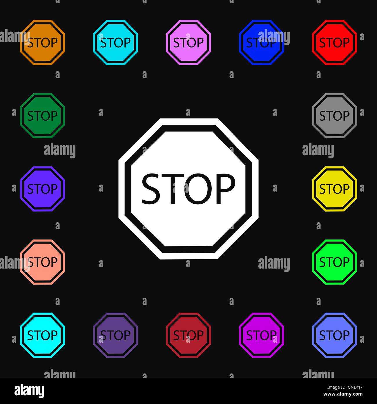 Stop icon sign. Lots of colorful symbols for your design. Vector Stock Vector