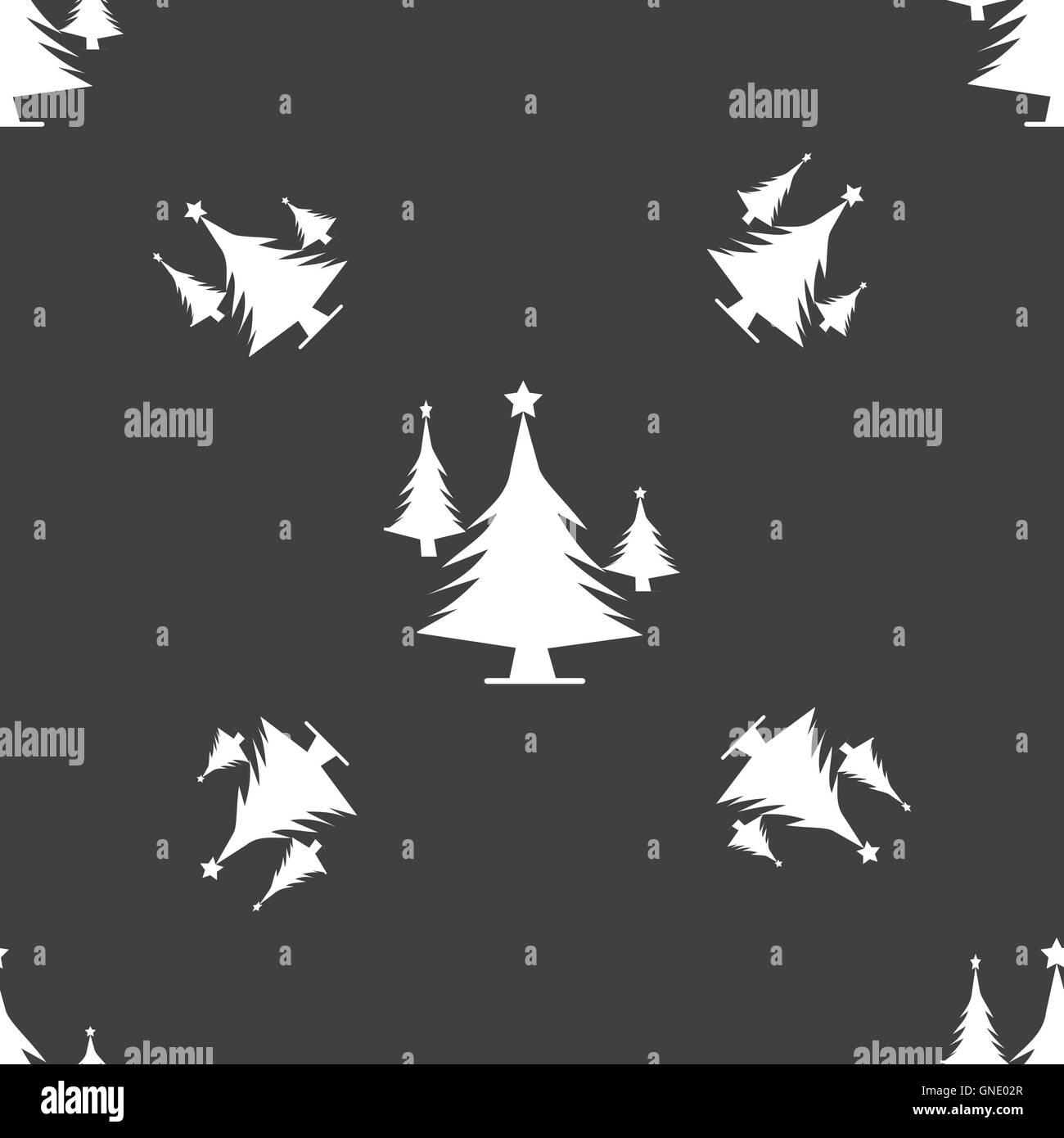 coniferous forest, tree, fir-tree icon sign. Seamless pattern on a gray background. Vector Stock Vector