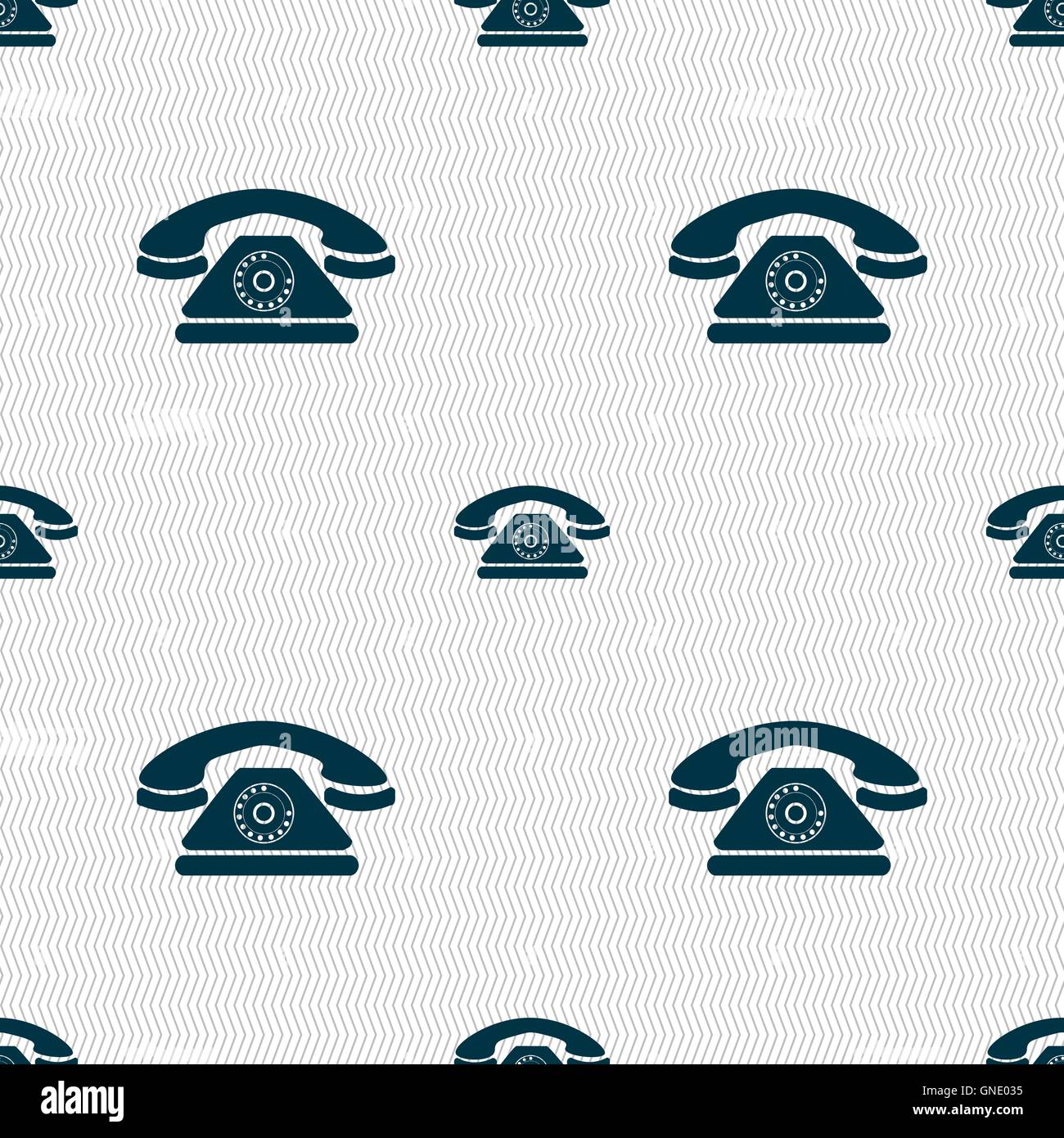 Retro telephone icon sign. Seamless pattern with geometric texture ...
