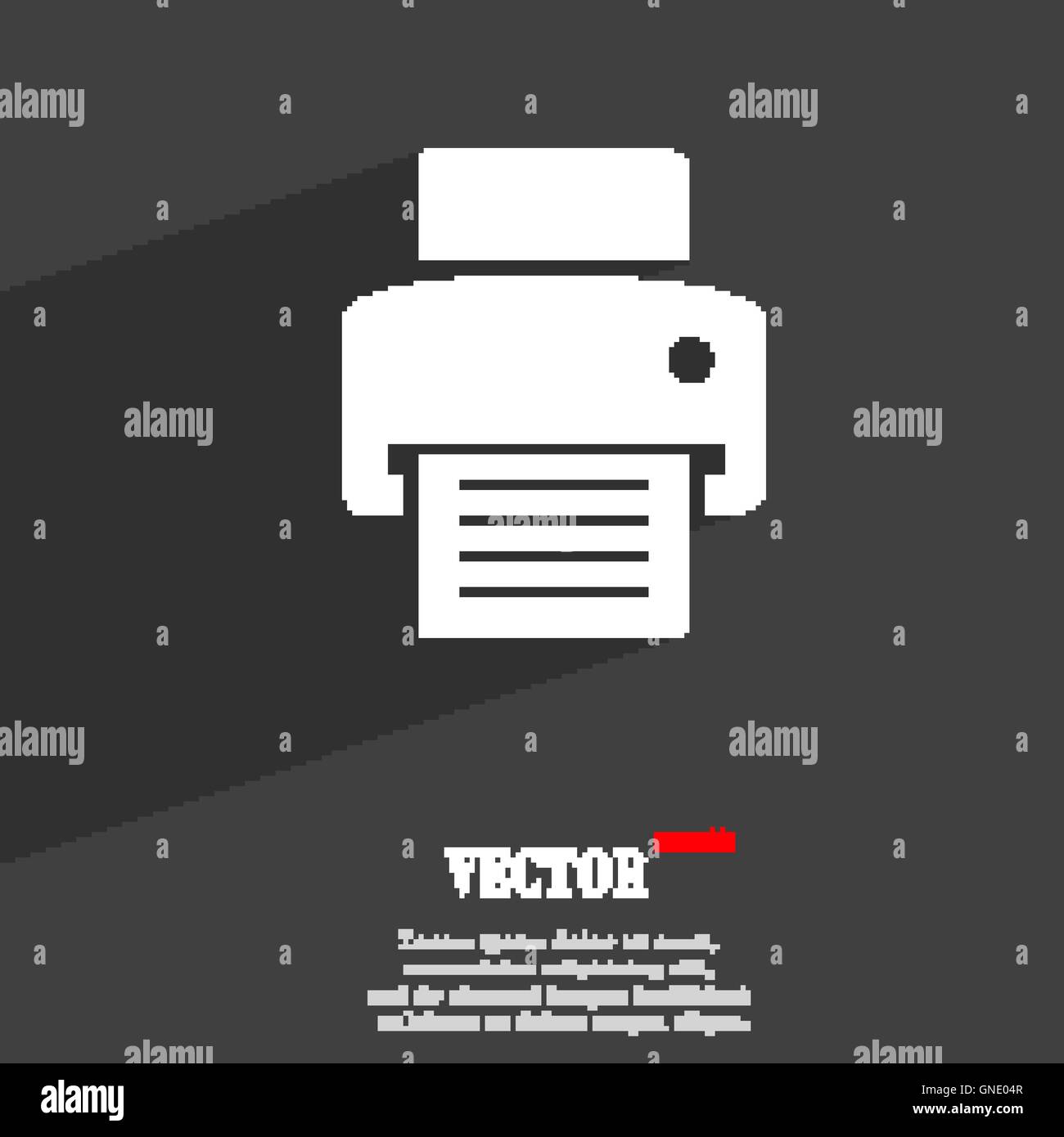 fax, printer symbol Flat modern web design with long shadow and space ...