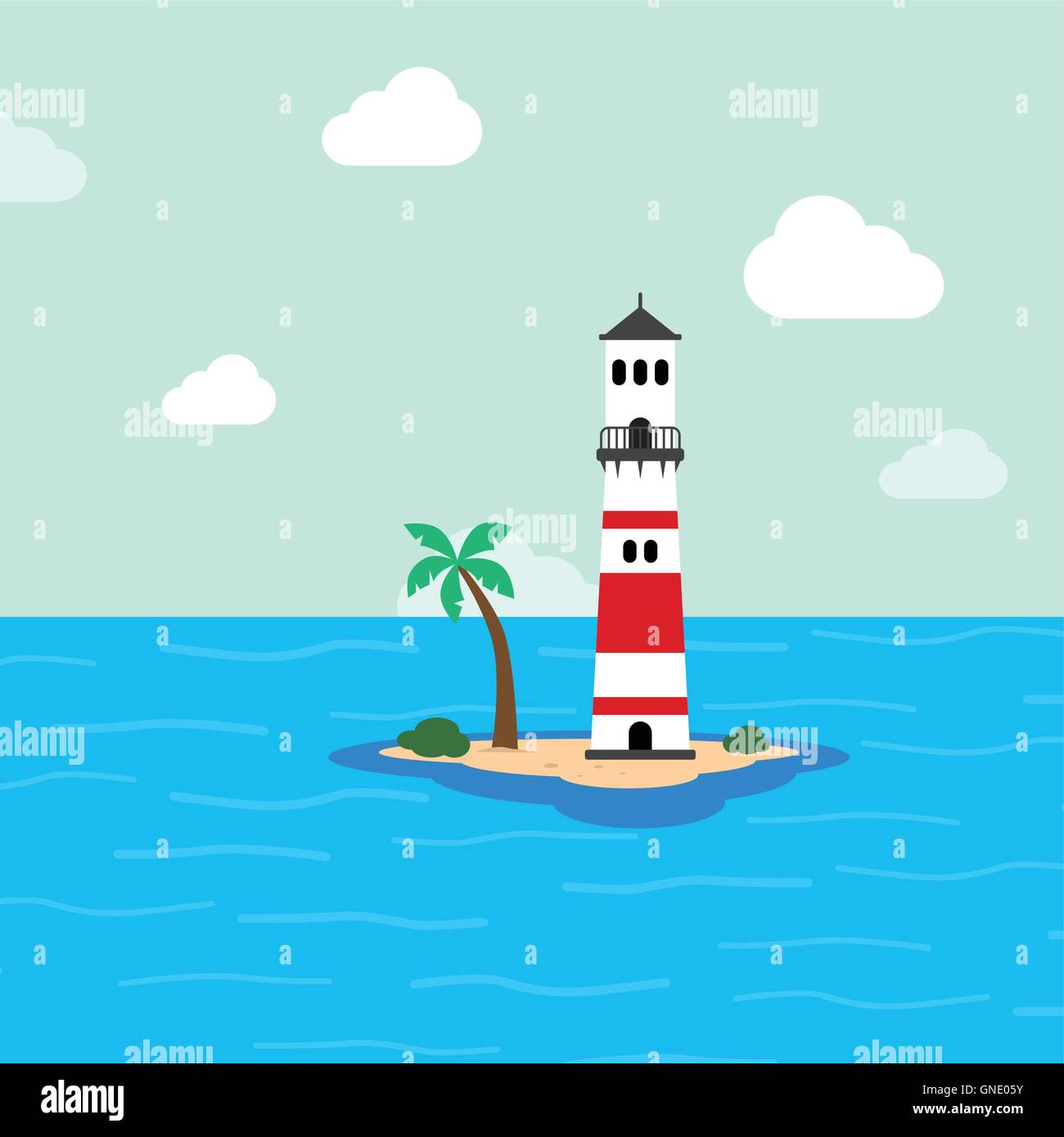 beach lighthouse seashore view Stock Vector