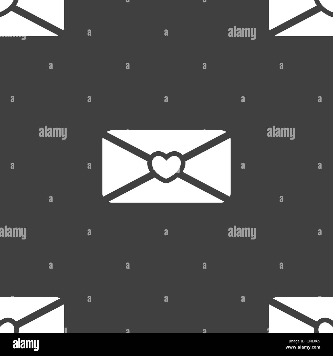 love letter icon sign. Seamless pattern on a gray background. Vector