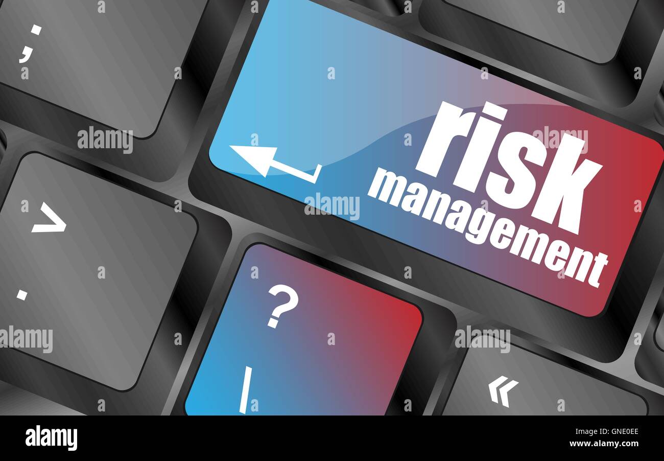 Keyboard with risk management button, internet concept vector ...