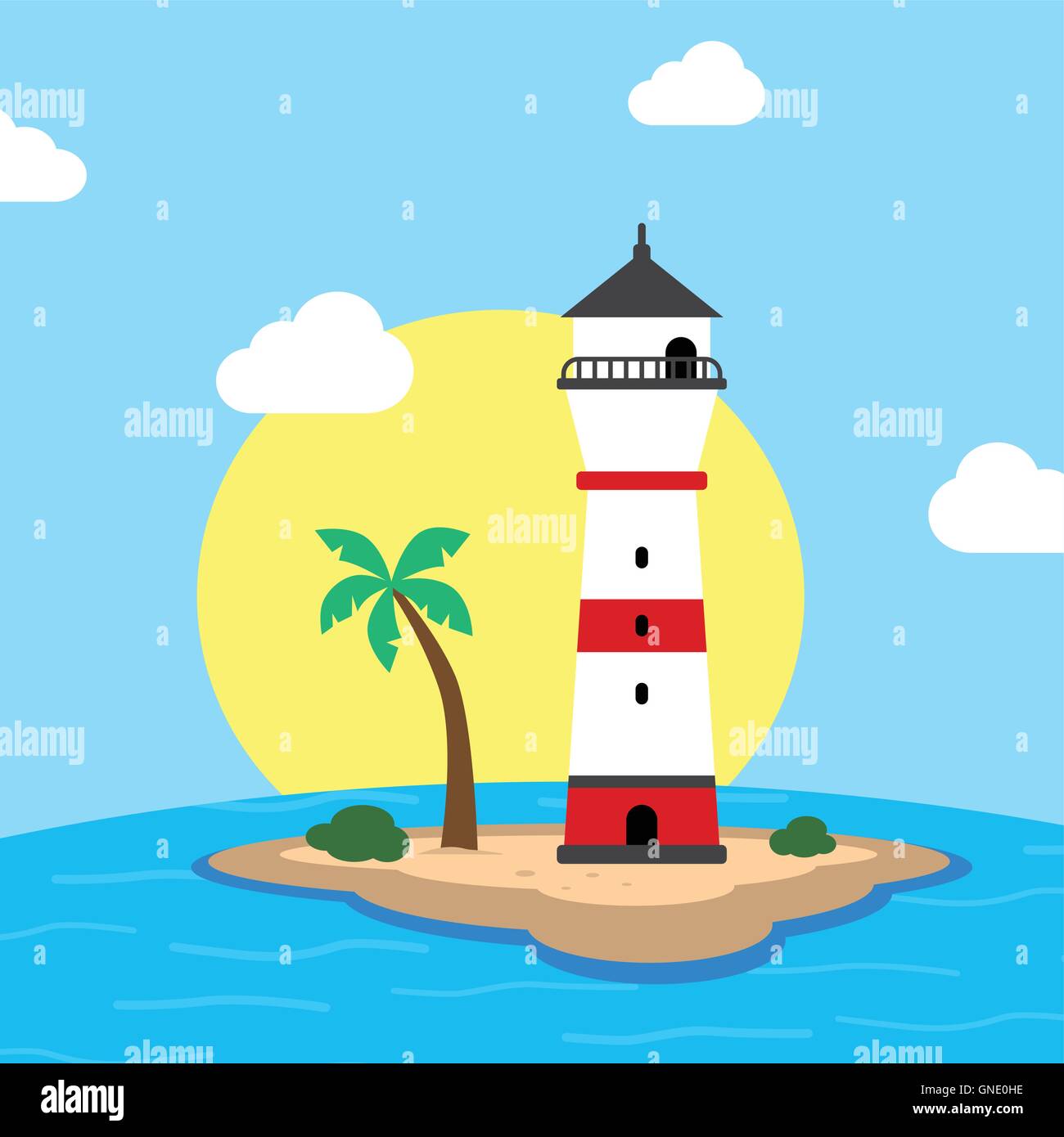 beach lighthouse seashore view Stock Vector