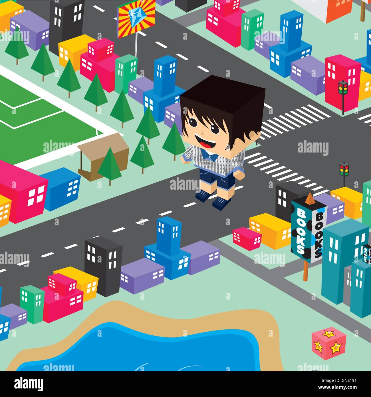 block isometric world cartoon Stock Vector Image & Art Alamy