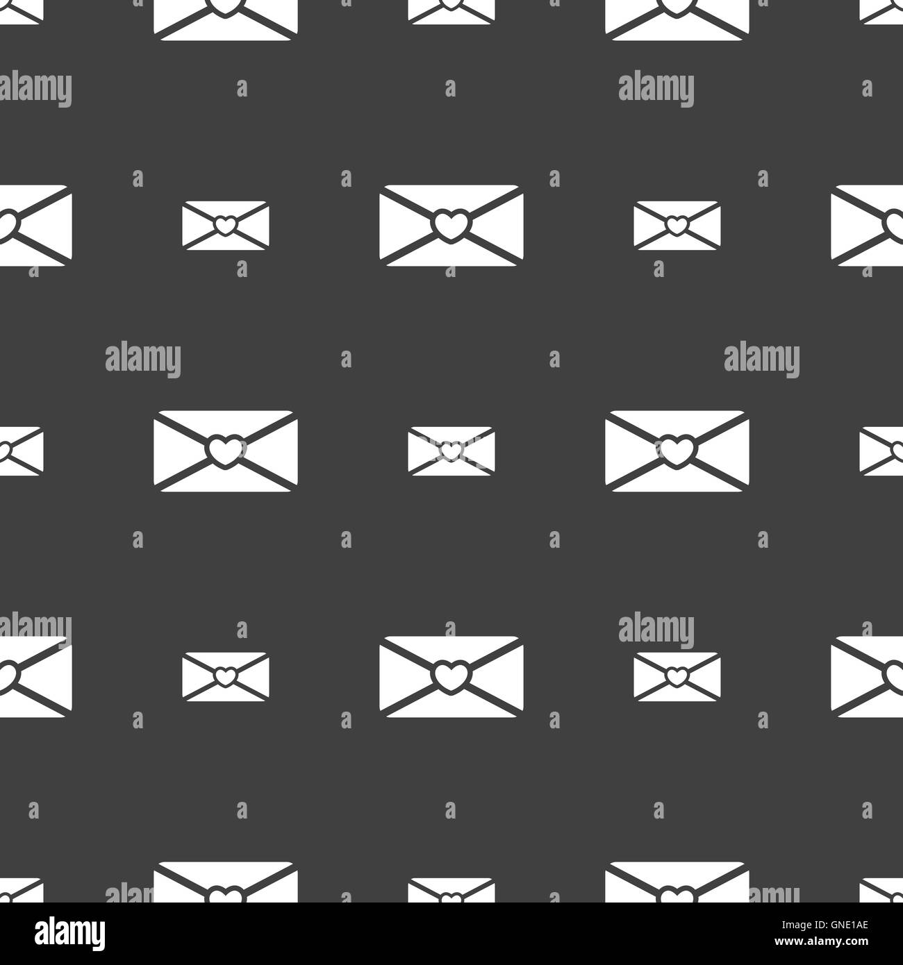 love letter icon sign. Seamless pattern on a gray background. Vector ...