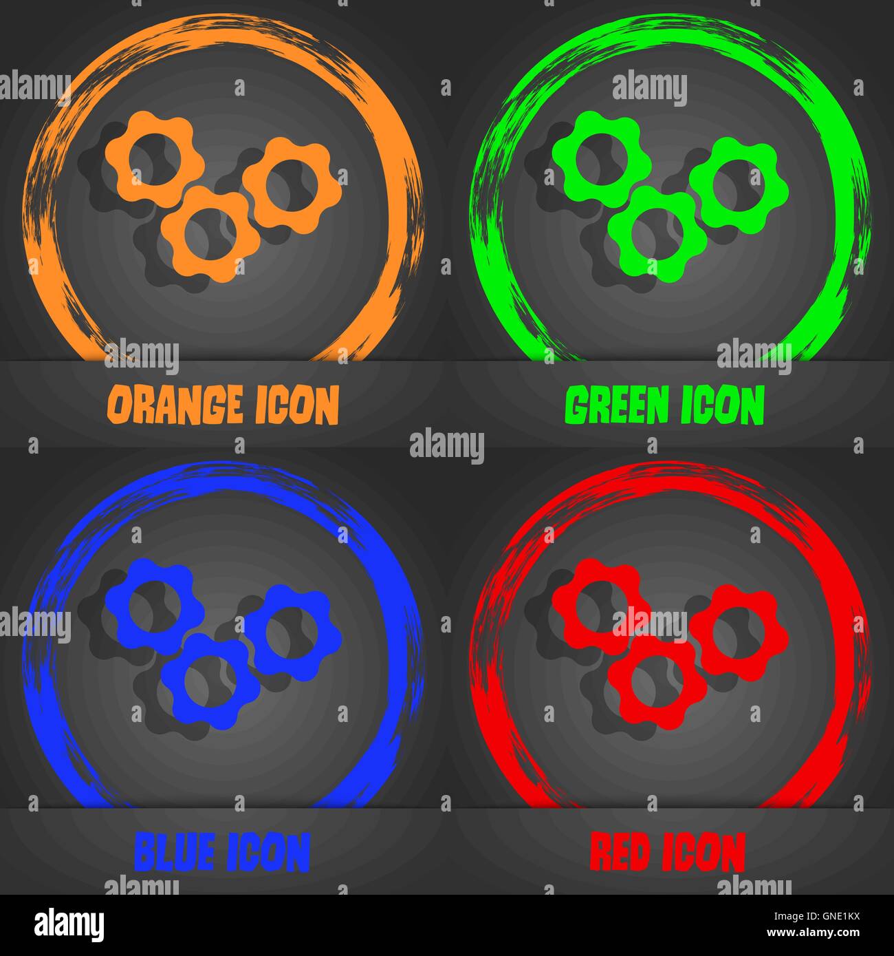gears icon. Fashionable modern style. In the orange, green, blue, red design. Vector Stock Vector
