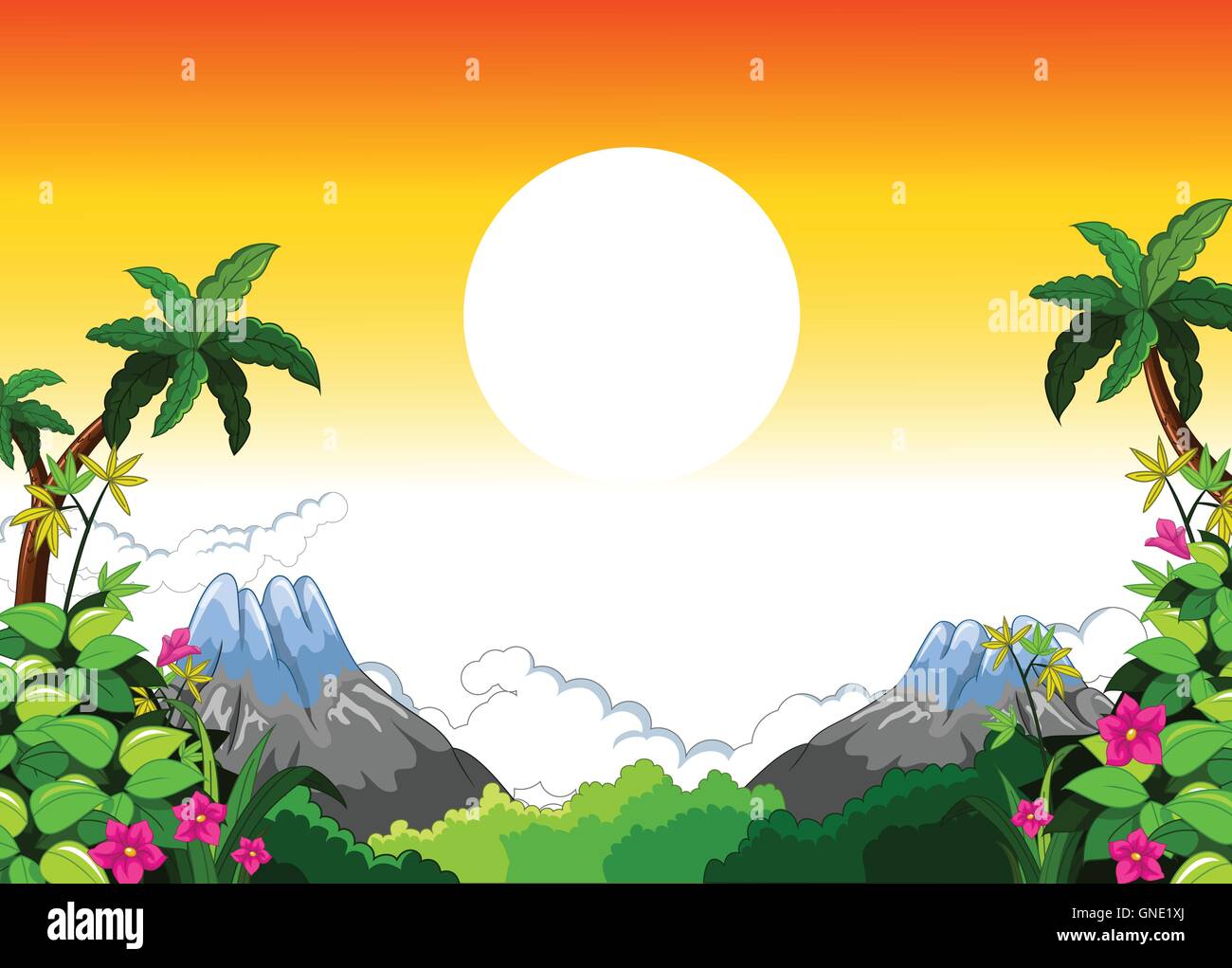 landscape with sunset background Stock Vector Image & Art - Alamy
