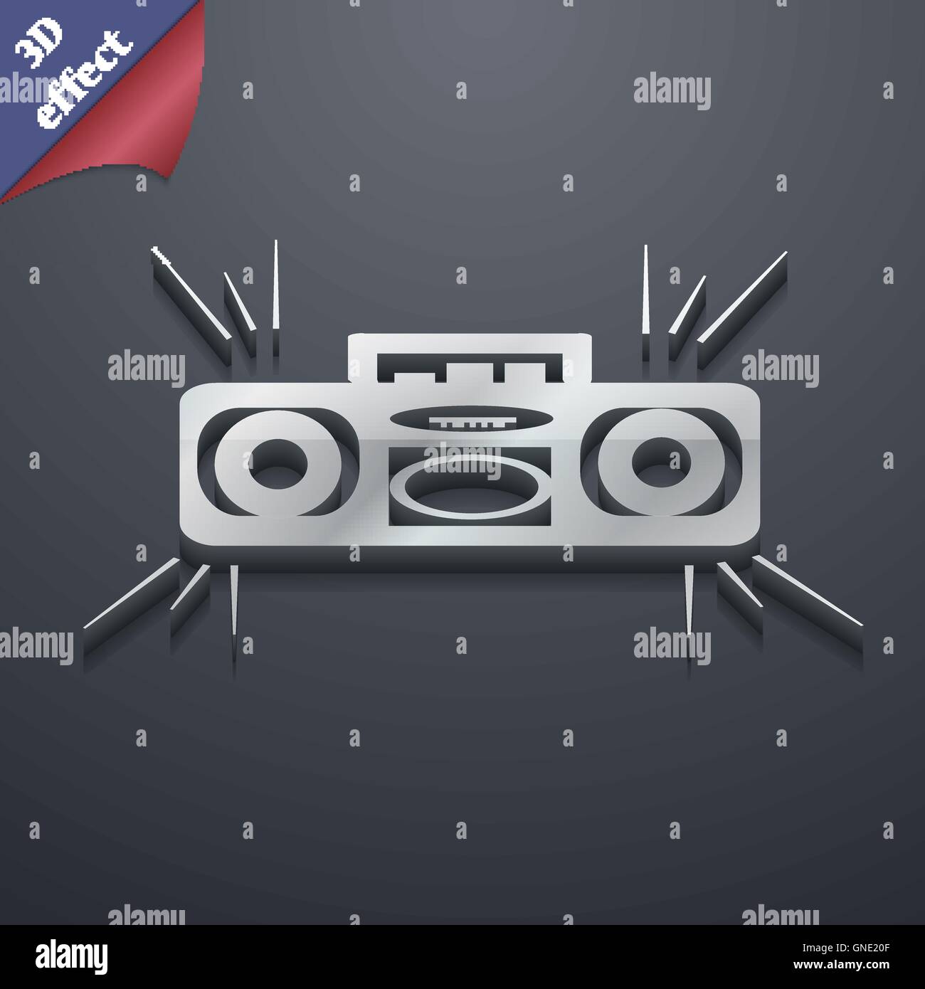 Radio cassette player icon symbol. 3D style. Trendy, modern design with ...