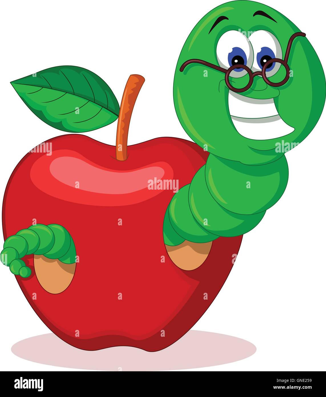 caterpillar and apple Stock Vector