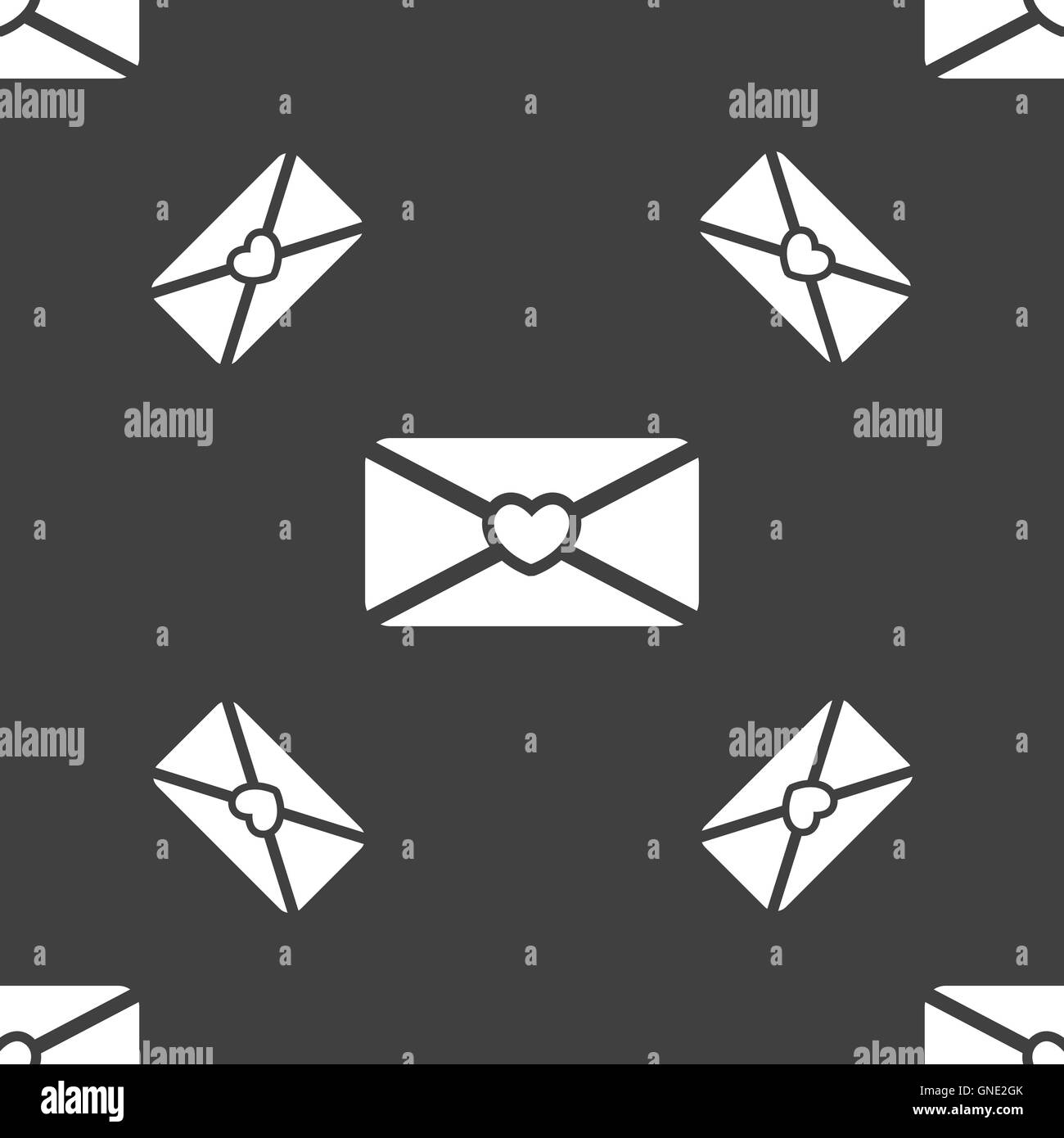 love letter icon sign. Seamless pattern on a gray background. Vector ...
