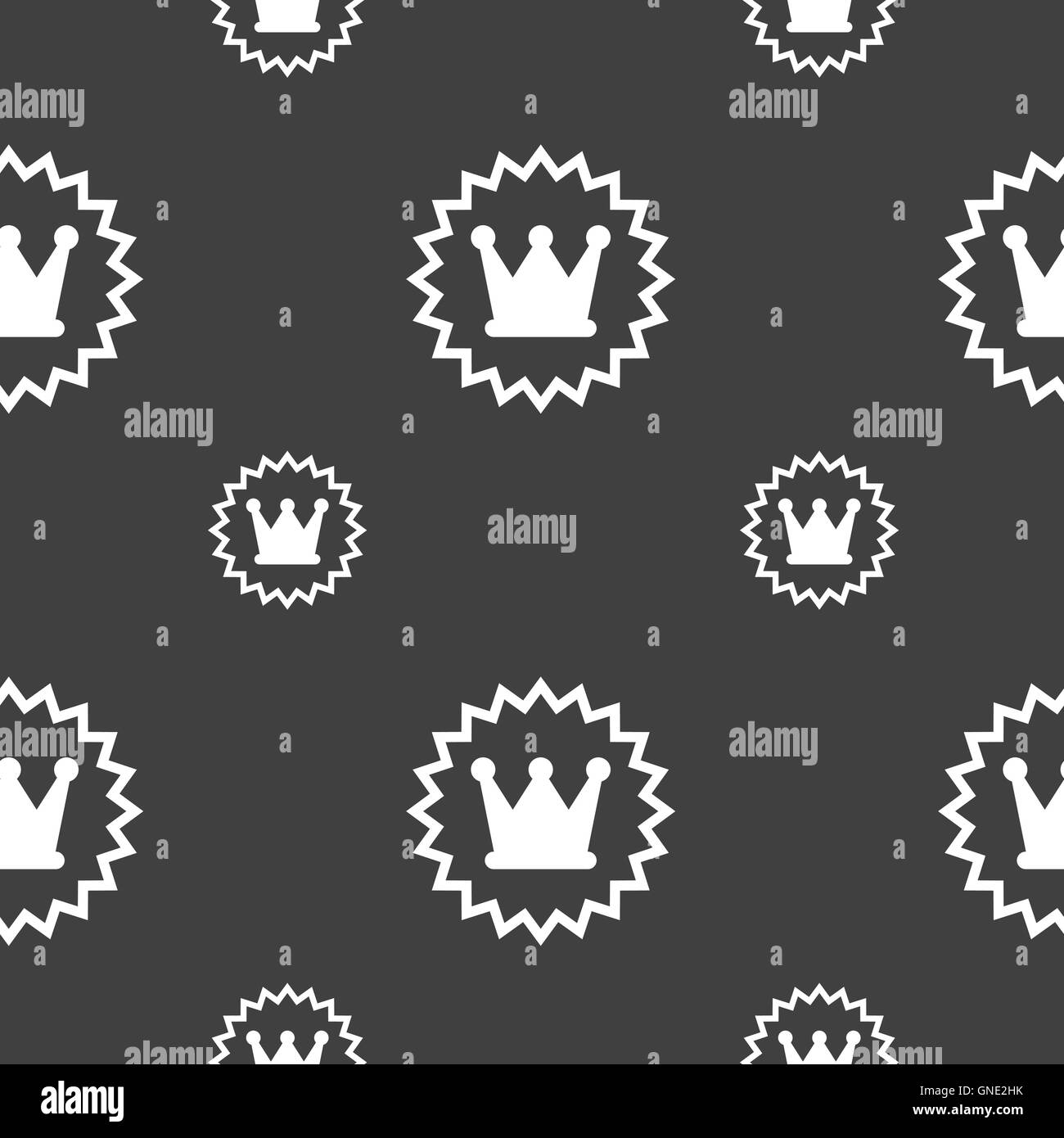 ?rown icon sign. Seamless pattern on a gray background. Vector Stock ...