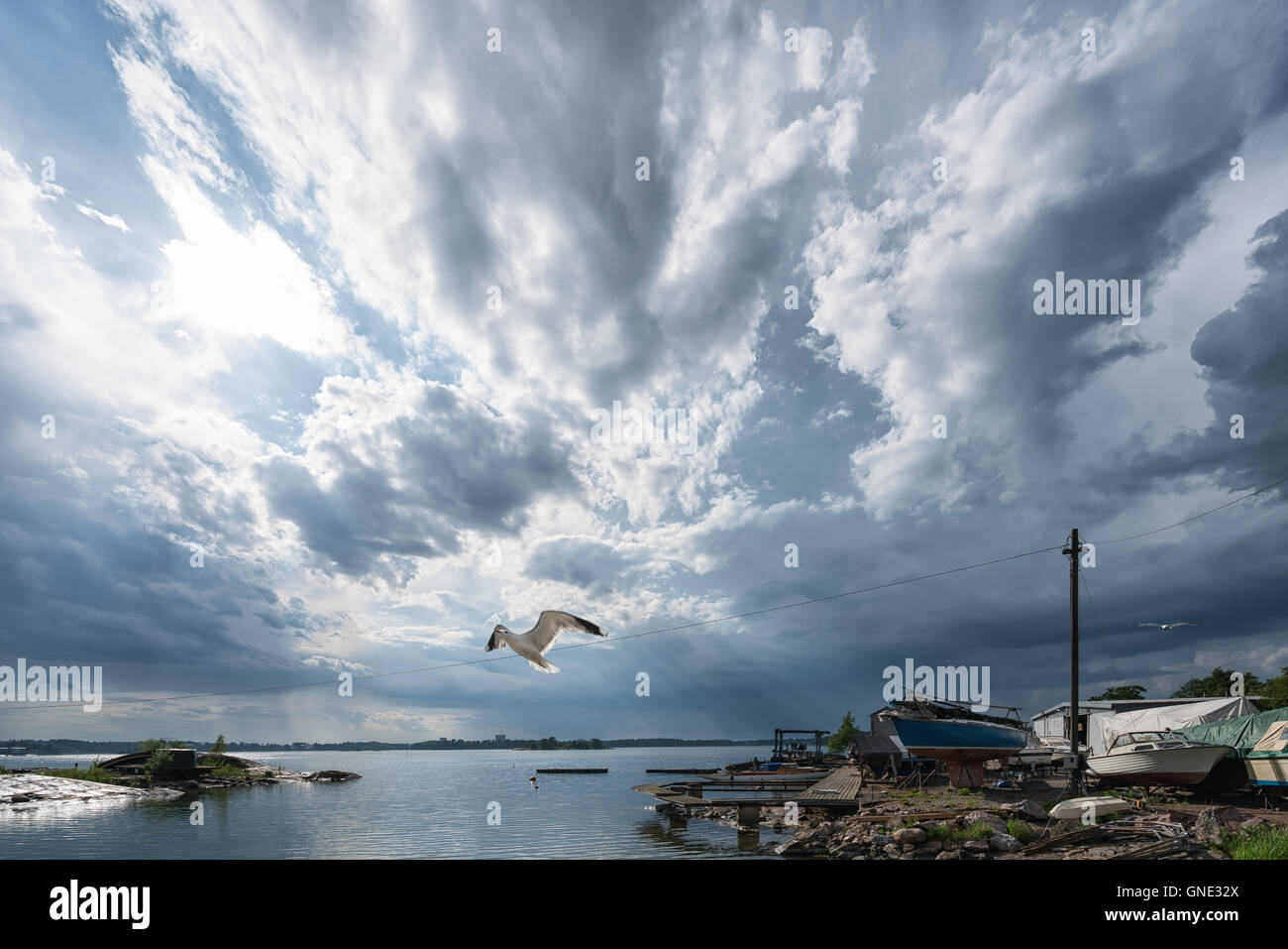 Sky clearing up after a storm, Helsinki, Finland, Europe, EU Stock Photo