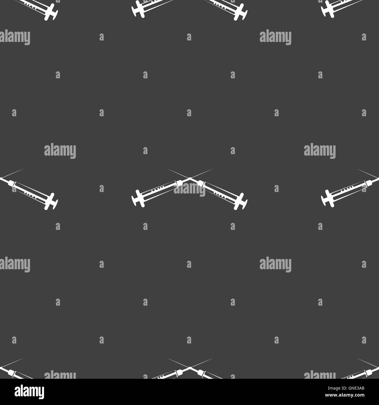 Syringes icon sign. Seamless pattern on a gray background. Vector Stock Vector