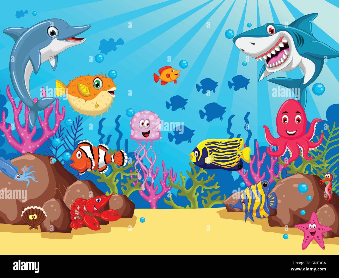 funny cartoon sea life for you design Stock Vector Image & Art - Alamy