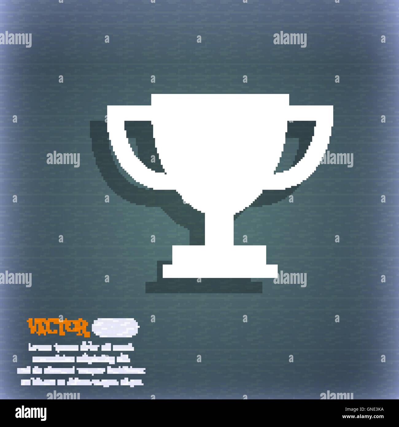 Trophy Cup icon. On the blue-green abstract background with shadow and ...