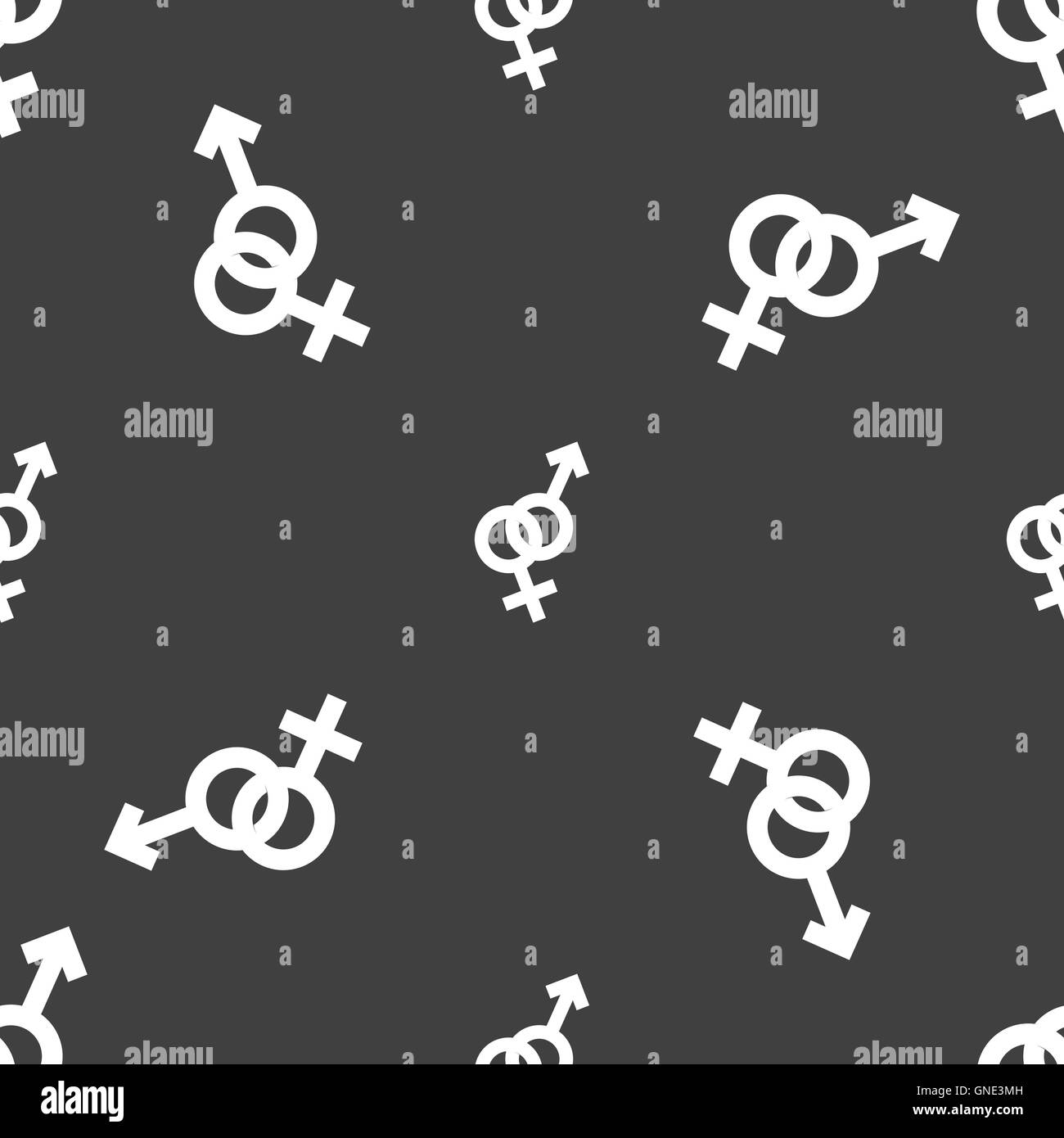 Male and female icon sign. Seamless pattern on a gray background. Vector Stock Vector