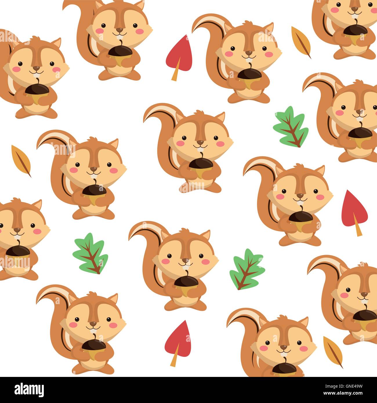 cute squirrel cartoon pattern background Stock Vector Image & Art - Alamy