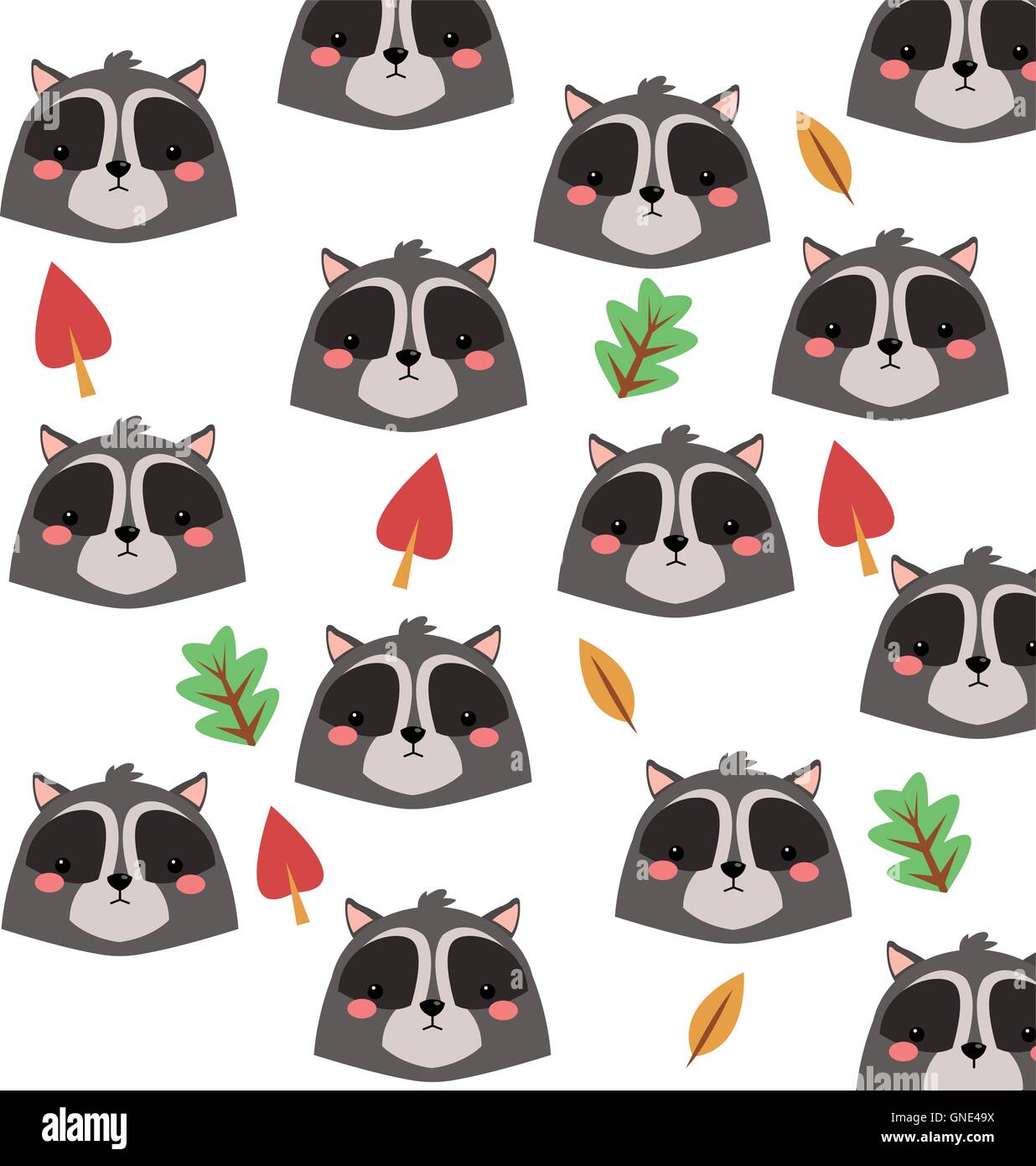 cute raccoon cartoon pattern background Stock Vector Image & Art - Alamy